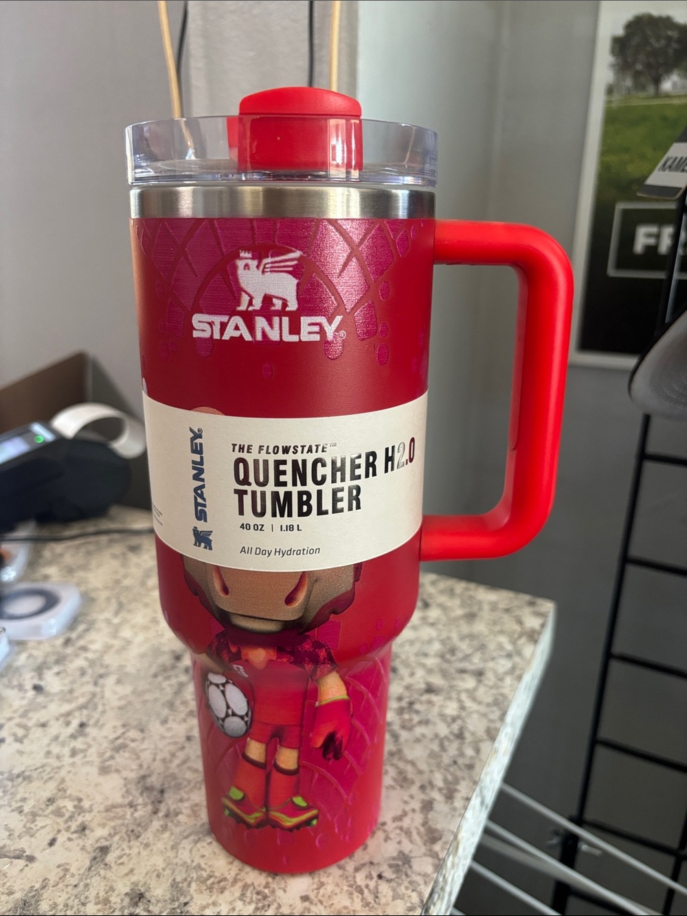 Stanley FlowState Quencher H2.0 40 oz Blue Floral Tumbler w/ Handle & Lid - Picture 1 of 4